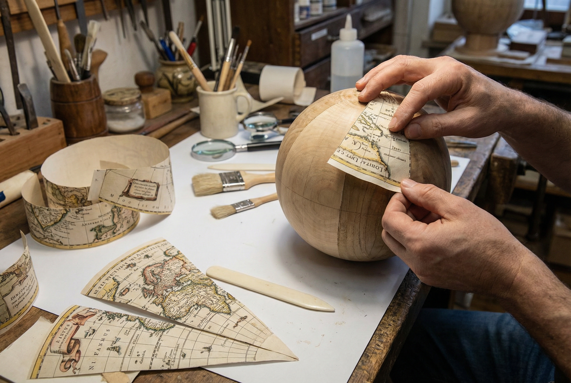 Media Exklusiv Faksimile : Startseite Die Gores: Kartenstreifen als Herzstück des Globus